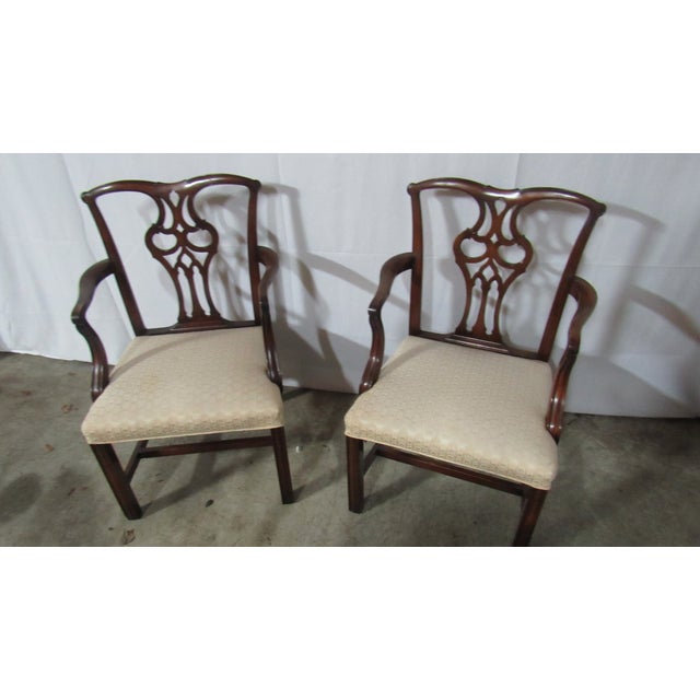 Wood Vintage Mahogany Chippendale Dining Room Chairs Eight For Sale - Image 7 of 13