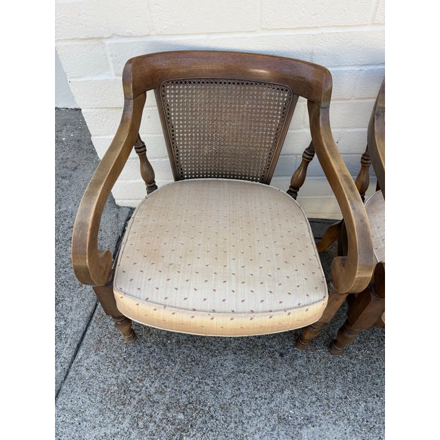 Vintage Pair of Stanley Furniture Company Cane Back Chairs For Sale In Los Angeles - Image 6 of 9