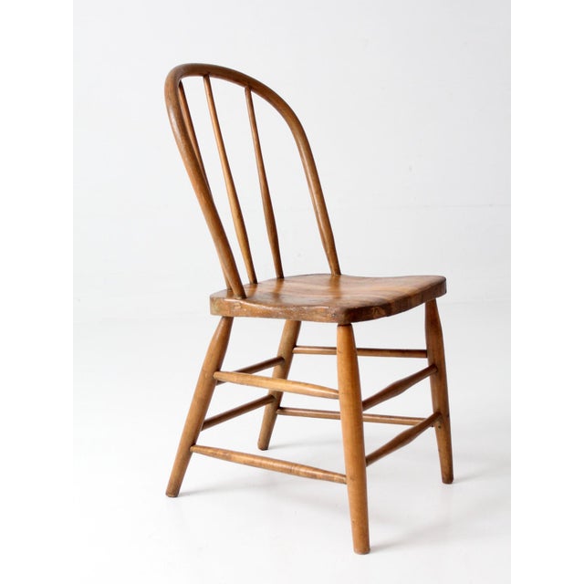 Brown Vintage Windsor Style Spindle Back Chair For Sale - Image 8 of 13