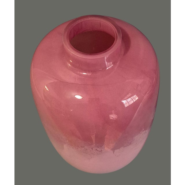 Late 20th Century Italian Art Glass Rose Pink Ombre Two Tone Vase For Sale - Image 4 of 8