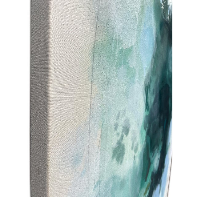 Original Contemporary Abstract Painting in Dark Green, Teal & Soft Blue by American Lyrical Abstractionist Stacey Warnix For Sale - Image 9 of 11
