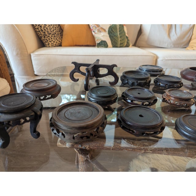 Antique Chinese Carved Hardwood Display Stands — Collection of 21... Risers For Sale - Image 4 of 6