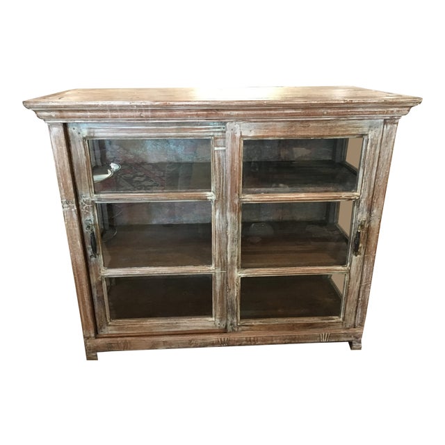 Rustic Reclaimed Wood Glass Display Cabinet Chairish