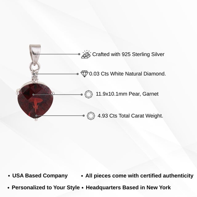 Carat&Her Crimson Ember 4.93 Ct Trillion Cut Garnet Pendant in 925 Sterling Silver For Sale - Image 10 of 12