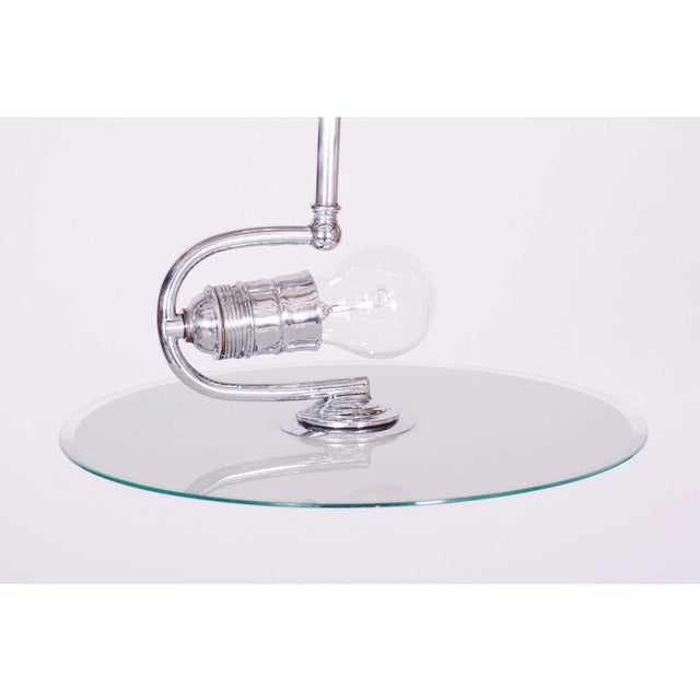 Bauhaus Bauhaus Chandelier in Chrome-Plated Steel and Frosted Glass, Czech, 1930s For Sale - Image 3 of 9