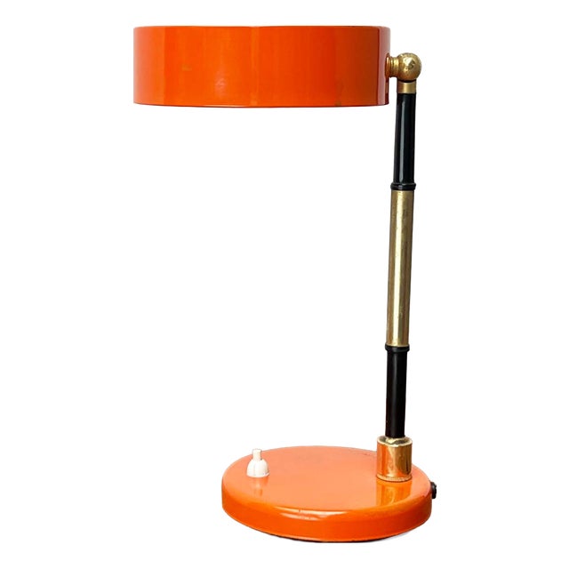 Mid-Century Modern Minimalist Orange Table Lamp, Italy, 1960s For Sale