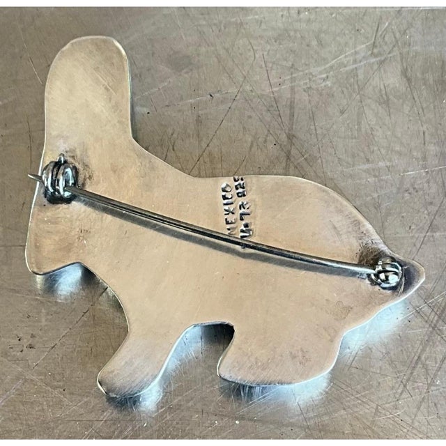 Vintage Mexican Sterling Silver Bunny Rabbit Brooch For Sale - Image 9 of 12