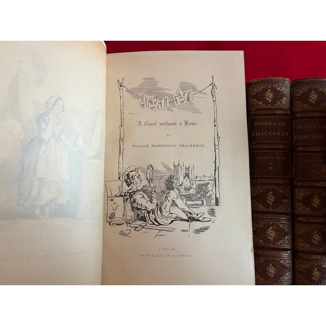 Victorian Fine Leather Bindings - The Works of William Makepeace Thackeray - Books From 1869 - 18 Volumes For Sale - Image 3 of 14