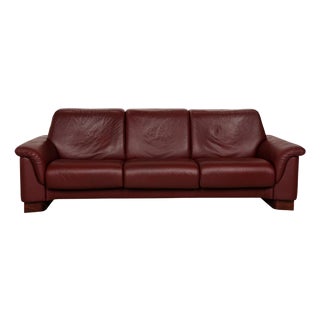 Paradise Leather Three Seater Red Sofa from Stressless For Sale