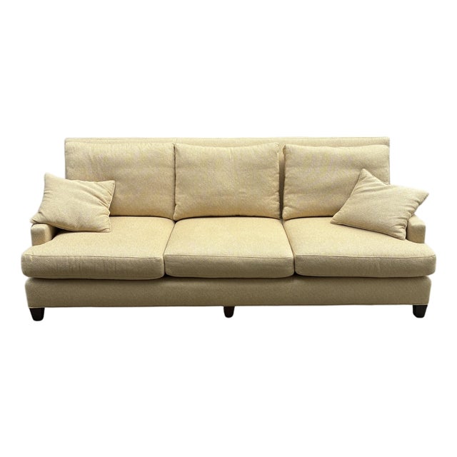 Baker Furniture Contemporary Three-Seat Sofa in Neutral Textured Upholstery For Sale