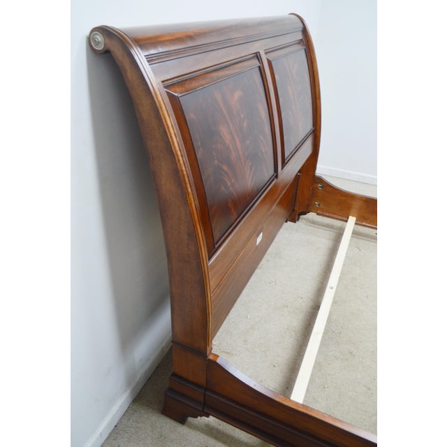 Brown Ethan Allen Mahogany Queen Sleigh Bed For Sale - Image 8 of 10