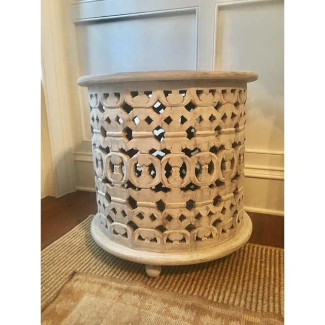 Moroccan Style Carved Mango Wood Side Table Chairish
