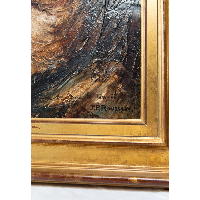 1980s J.P. Rousseau, In the Storm Marine Portrait with Pipe, 1985, Oil Painting on Canvas, Framed For Sale - Image 5 of 7