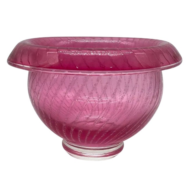 Mid 20th Century Mid Century Modern Planned Bubble Cranberry Glass Centerpiece Bowl or Vase For Sale - Image 5 of 5
