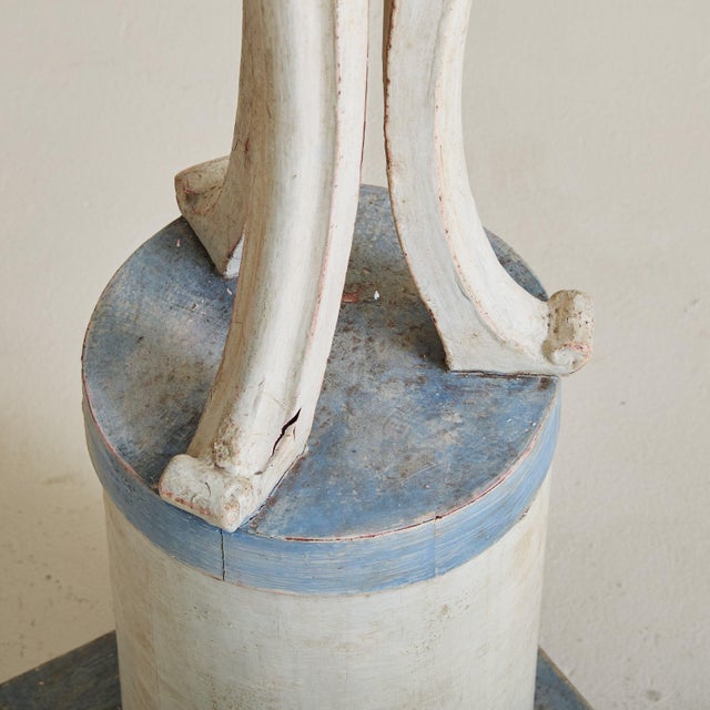 Neoclassical French Charles X Ivory + Blue Wooden Pedestal, 19th Century - 2 Available For Sale - Image 3 of 6