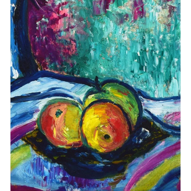 Paint Vintage Mid Century Post Impressionist Floral Still Life Oil Painting of Gladiola Flowers, Aschner 1961 For Sale - Image 7 of 9