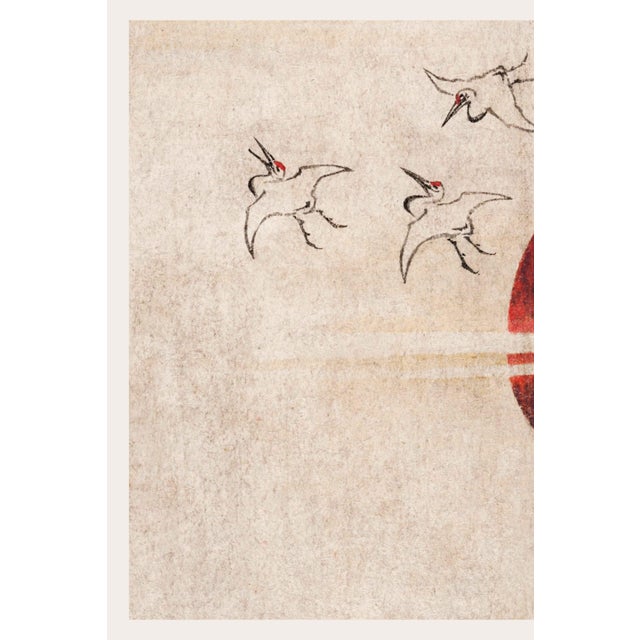 Birds and Sunset, Vintage Japanese Woodblock Print Reproduction, 24" X 16" For Sale - Image 4 of 6
