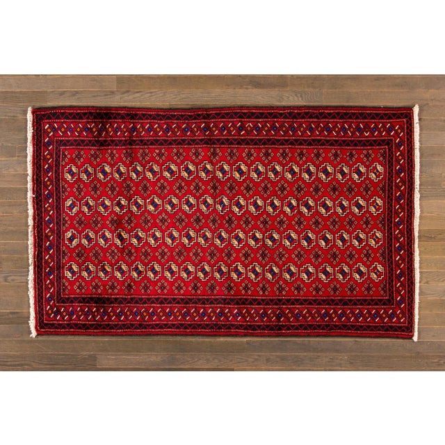 Red Vintage Persian Scatter Handmade Wool Rug For Sale - Image 4 of 5