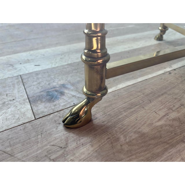 Brass Solid Brass Base Side Table on Hoof Feet Mid Century Italian For Sale - Image 8 of 9