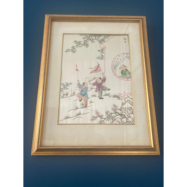 Rare 1950's Framed Cut Postal Stamps on Silk For Sale In New York - Image 6 of 12