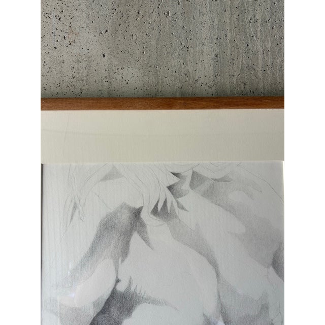 Vintage Coastal Nude Female Graphite Portrait Drawing Signed For Sale - Image 4 of 5