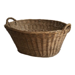 Large Antique European Style Laundry Basket For Sale
