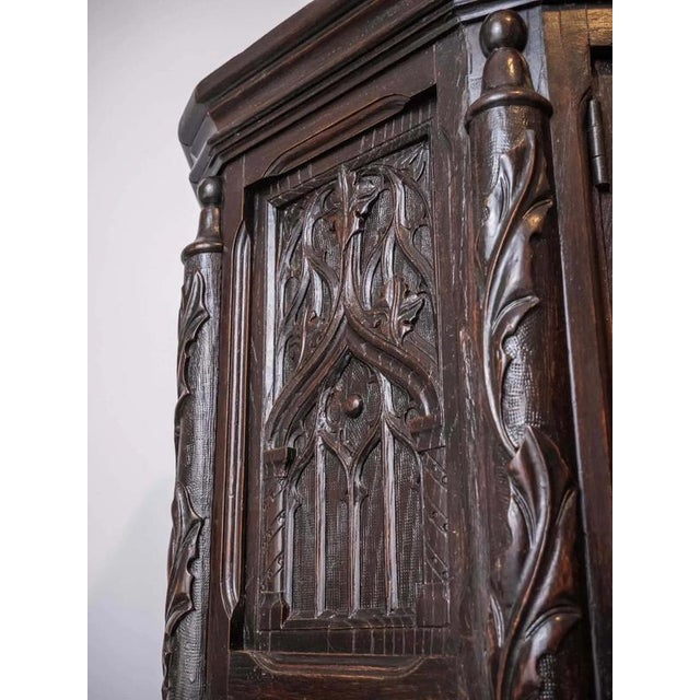 Brown Neo-Gothic Carved Oak Cabinet For Sale - Image 8 of 10