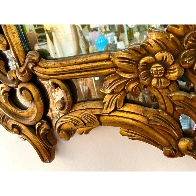 Vintage Hand Craved Italian Gilt Wood Mirror For Sale - Image 11 of 11