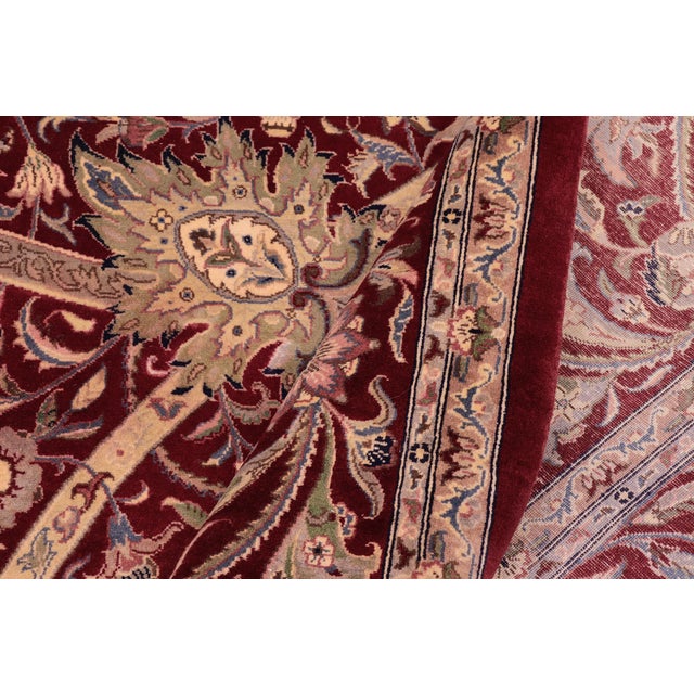 Textile Art Nouveau Floral 1990's Pak-Persian Red/Green Wool Rug - 9'0'' X 12'3'' For Sale - Image 7 of 9