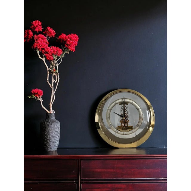 1990s 1990s Brass & Glass Seiko Skeleton Clock For Sale - Image 5 of 12