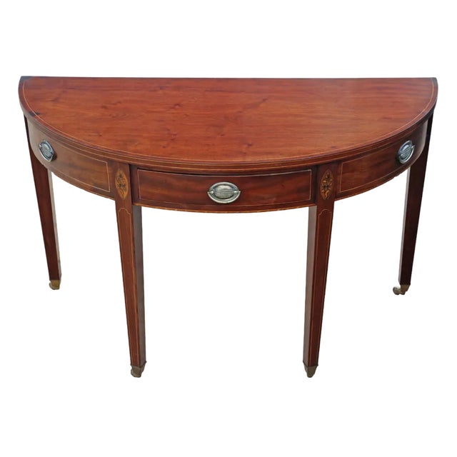 Antique Early 19th Century Inlaid Mahogany Demi-Lune Console Table For Sale