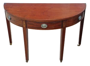 Antique Early 19th Century Inlaid Mahogany Demi-Lune Console Table