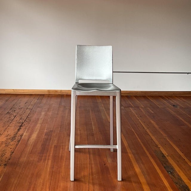 Metal Brushed Aluminum Hudson Stool Designed by Philippe Starck for Emeco For Sale - Image 7 of 15