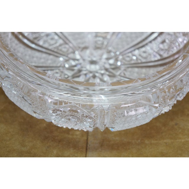 Antique Czech Bohemian Cut Crystal Lidded Box Bowl Compote Candy Dish 8" For Sale - Image 15 of 16
