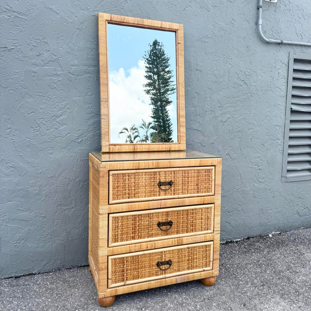 Mirror: 24.25”w, 1.75”d, 36.25”h A charming boho chic chest of drawers that beautifully captures relaxed coastal...