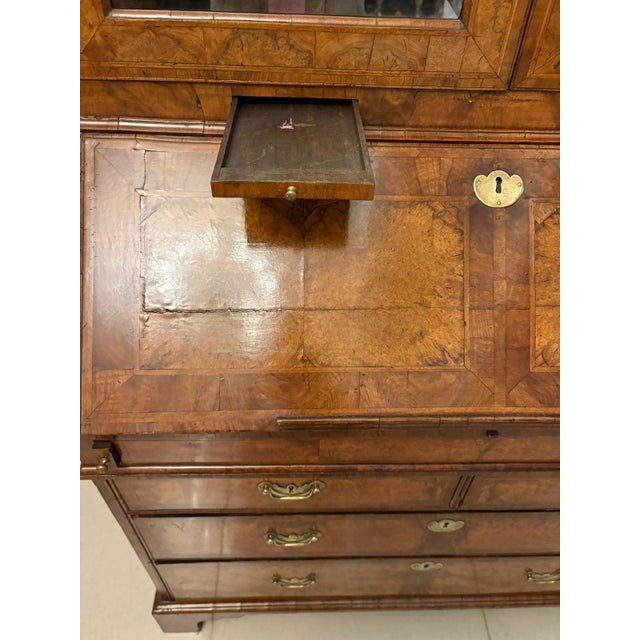 Antique George I Figured Walnut Bureau Bookcase with Secretaire, 1720 For Sale - Image 12 of 18