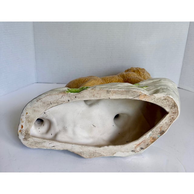 Mid-Century Hand-Painted Glazed Ceramic Lion Figurine on Rock Base For Sale - Image 13 of 14