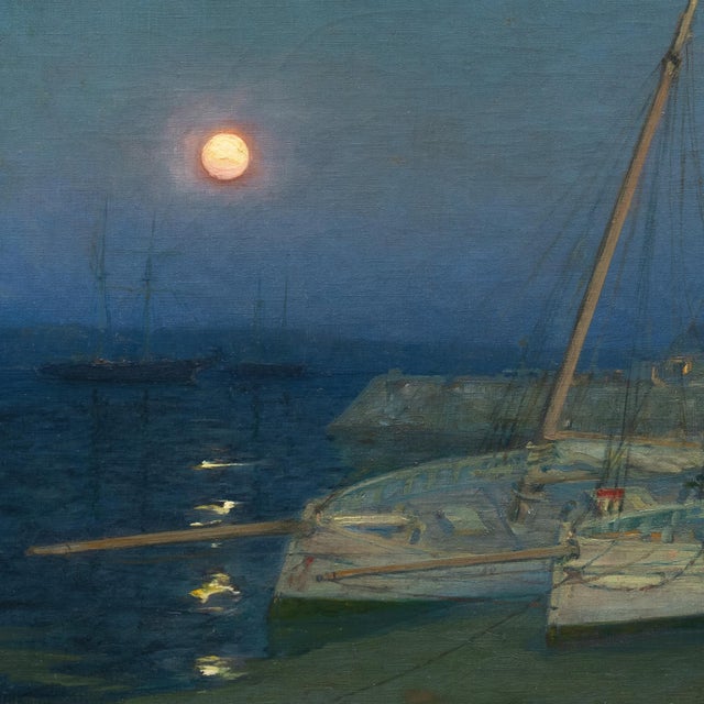 Textile 'Etaples' by Charles John Dickman, Nocturne With Boats, Académie Julian, Paris Salon, San Francisco For Sale - Image 7 of 10