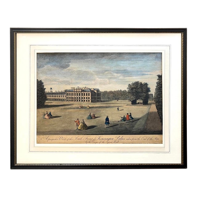 Kensington Palace South View Early 19th Century Hand-Colored Engraving by Tinney For Sale