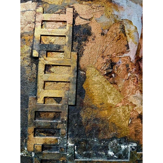 2010s Andrea Stella "A Sunday to Remember" Gold Leaf Oil Mixed Media Painting, Figurative, Italian Contemporary Art, 2010 For Sale - Image 5 of 8