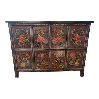 Mid 19th Century Asian Cabinet With Hand Painting For Sale