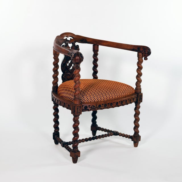 Brown Gothic Revival Yew Tub Chair With Barley‑Twist Supports, Circa 1880 For Sale - Image 8 of 18