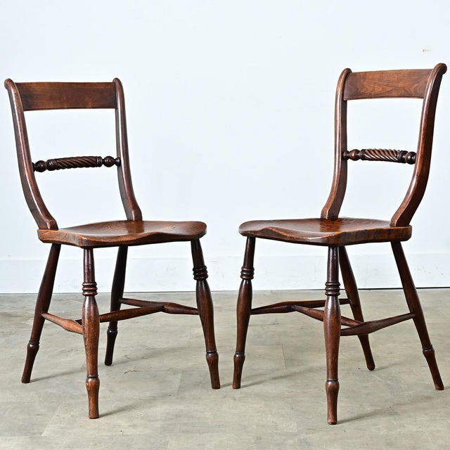 English Pair of 19th Century Yew & Elm Windsor Side Chairs For Sale - Image 4 of 11