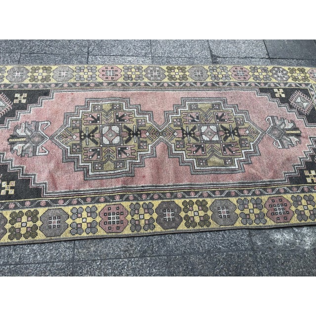Textile 1960s Vintage Turkish Handmade Area Rug- 3′11″ × 7′7″ For Sale - Image 7 of 11