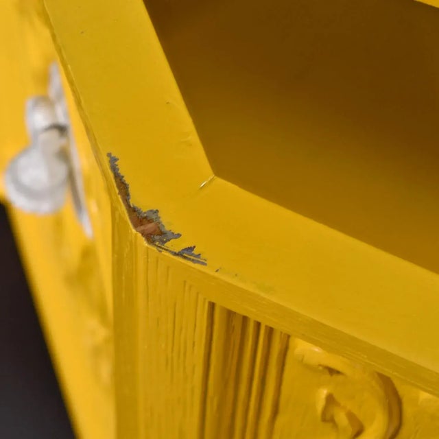 1970s Yellow and White Round Travertine Top Side Tables With Storage For Sale - Image 11 of 12