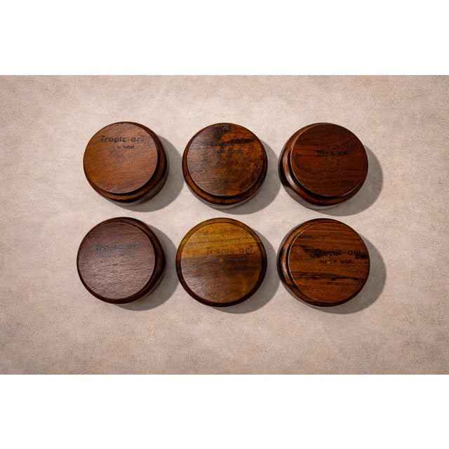 1970s 1970s Lazy Susan & Bowls in Rosewood, Tropic Art - 8pcs For Sale - Image 5 of 13