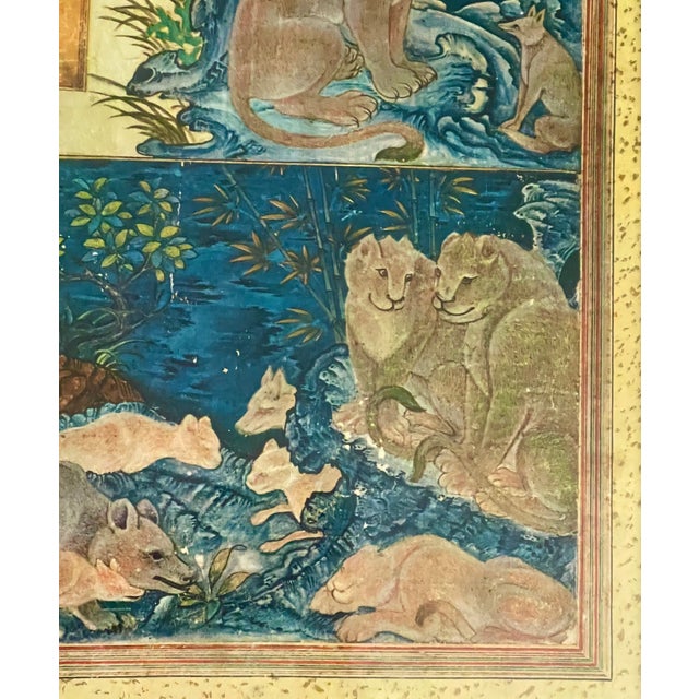 Mid 20th Century Mughal Style Animal Print in Gilt Wood Frame For Sale - Image 5 of 9