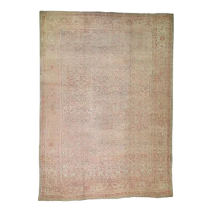 Antique Turkish Oushak Wool Hand Knotted Oriental Rug
