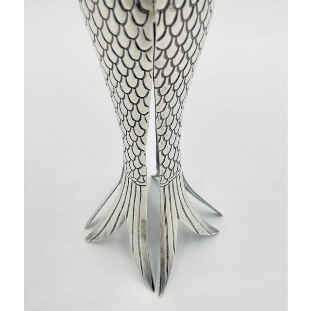 1980s Emilia Castillo Taxco Fish Candle Holder Silver Plate Turquoise Eyes For Sale - Image 11 of 13