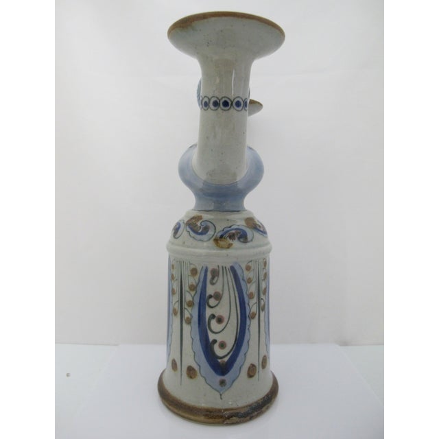 1960s Ken Edwards El Palomar Blue Tonala Mexico Folk Figural Pottery 2 Arm Candelabra For Sale - Image 5 of 11